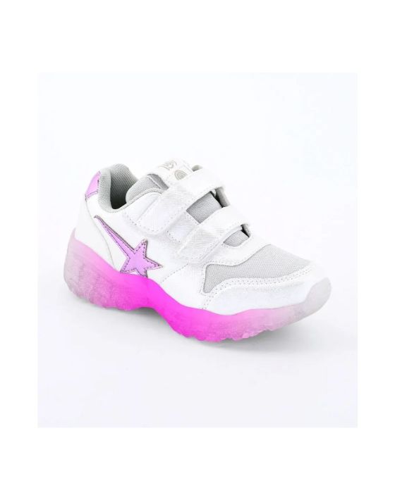ZAPATILLAS MINI FOOTY CRYSTAL LUCES LED BLANCA/VIOLETA (23-29) – Funny Store