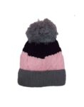 GORRO INVIERNO RAYADO VIOLETA GRIS