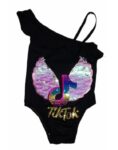 TRAJE DE BAÑO ENTERIZA TIK TOK NEGRO ALAS ROSA (4-14)