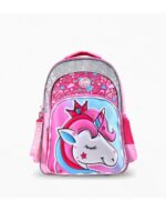 MOCHILA FOOTY ESPALDA 18" CORONA UNICORNIO FUCSIA CON LUCES LED