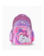 MOCHILA FOOTY ESPALDA 18" CORONA UNICORNIO LILA CON LUCES LED