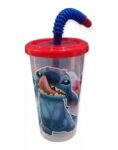 VASO DE PLASTICO CON SORBETE CORRUGADO DE STITCH ROJO