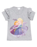 REMERA MANGA CORTA DE FROZEN GRIS DISNEY ANNA Y ELSA