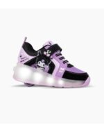 ZAPATILLAS FOOTY ROLLER KUROMI LILA /NEGRO CON LUCES LED RECARGABLE (28-36)