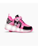 ZAPATILLAS FOOTY ROLLER KUROMI FUCSIA/NEGRO CON LUCES LED RECARGABLE (28-36)