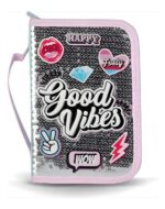 CARTUCHERA FOOTY DESPLEGABLE 1 PISO GOOD VIBES PLATEADO