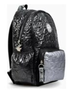 MOCHILA PUFFY FOOTY METALIZADA NEGRO LOGO - Imagen 2