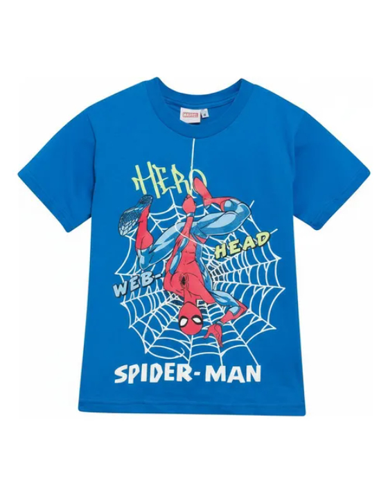 D_NQ_NP_780192-MLA93007831166_092025-O REMERA MANGA CORTA MARVEL SPIDERMAN TELARAÑA AZUL - Imagen 1