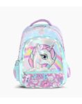 MOCHILA FOOTY ESPALDA 18" UNICORNIO ARCOIRIS CELESTE/LILA CON LUZ LED