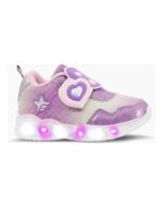 ZAPATILLAS FOOTY MINI CORAZON LILA VELCRO CON LUZ AL PISAR (22-26)