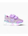 ZAPATILLAS FOOTY MINI CORAZON BRILLO LILA CON LUZ AL PISAR (22-26)