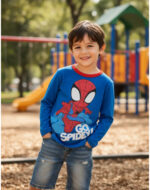 REMERA SPIDEY MANGA LARGA AZUL OFICIAL MARVEL