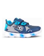 ZAPATILLAS FOOTY GOL PELOTA AZUL CON LUZ AL PISAR (28-36)