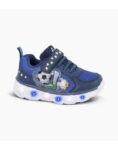 ZAPATILLAS FOOTY MINI SOCCER PELOTA AZUL CON LUZ AL PISAR (22-26)